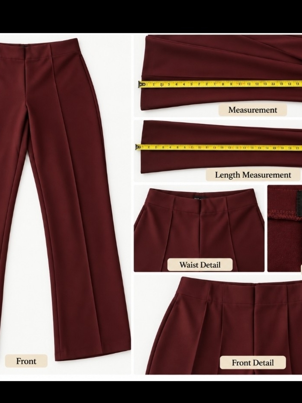 Women's Burgundy Flare Pants